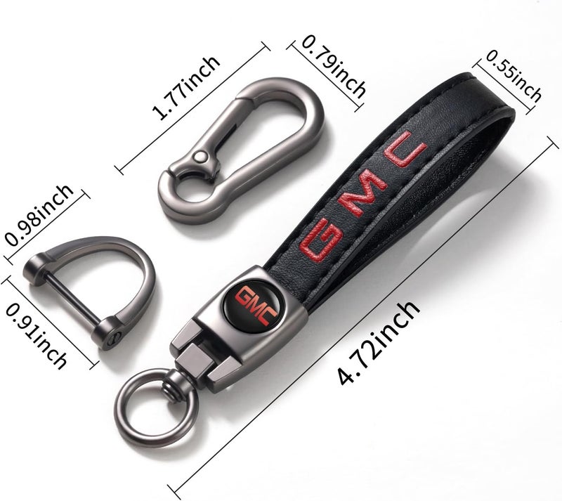 BFIVEANTE leather car keychain set for GMC men and women family present keychain key ring lanyard accessories (black) - Image 2